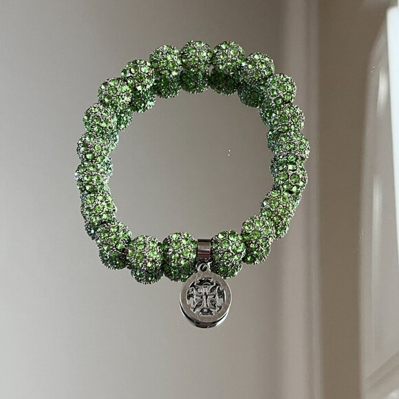 Rustic Cuff Metal Stainless Steel Shambala Beaded Stretch Bracelet - Picture 3 of 3